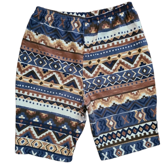 VTG Vintage Southwestern Aztec Tribal Stretch Shorts Fun Art by Lori B - Picture 2 of 9